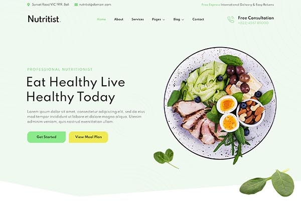 Nutritist – Healthy Food & Nutrition Health Coach Elementor Template Kit