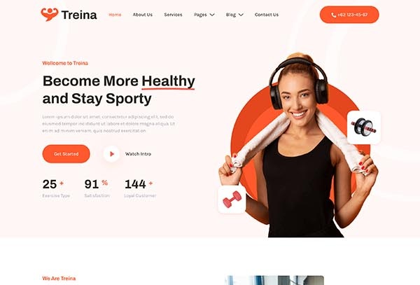 Treina – Personal Trainer & Fitness Elementor Template Kit