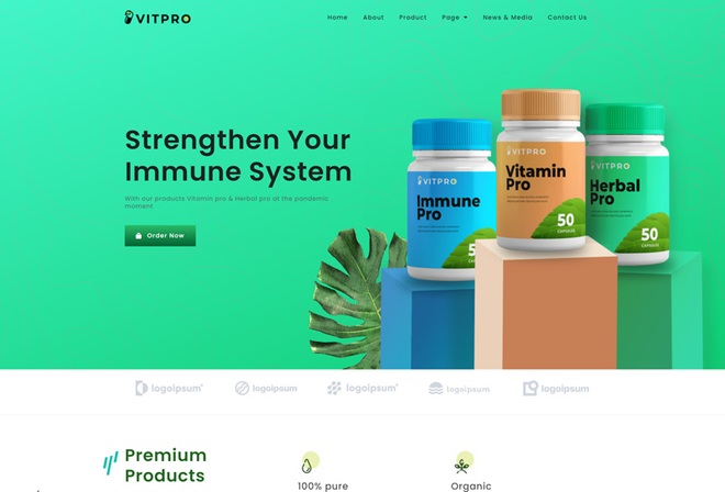 Vitpro - Herbal Health Elementor Template kit