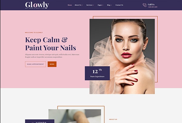 Glowly - Nail Salon & Beauty Care Elementor Template Kit