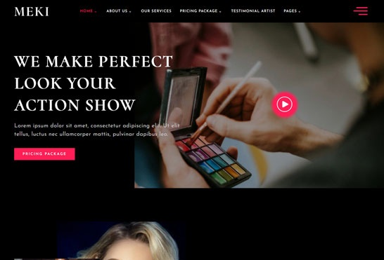 Meki - Artist Makeup Business Services Elementor Template Kit