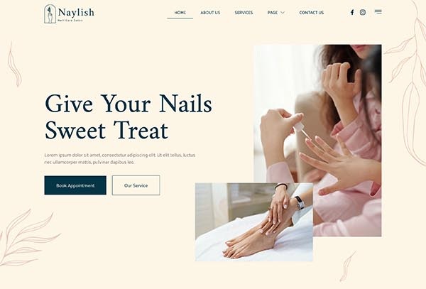 Naylish – Nail Salon & Beauty Care Elementor Template Kit