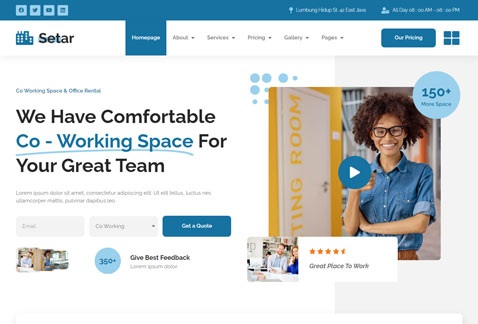 Setar - Coworking Space & Startup Office Elementor Template Kit