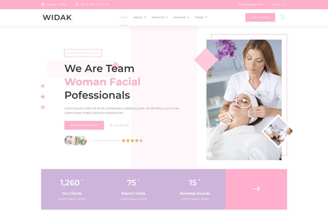 Widak - Facial Care & Beauty Treatment Elementor Template Kit