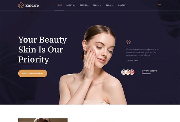 Zincare – Skincare & Dermatology Elementor Template Kit