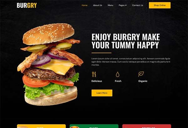 Burgry – Burger & Fast Food Restaurant Elementor Template Kit