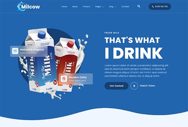Milcow – Dairy Farm & Eco Milk Elementor Template Kit