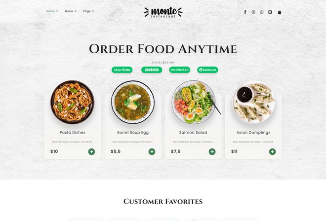 Monte - Online Food Template Kit