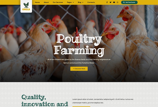 Ongla - Poultry Farm Elementor Template Kit