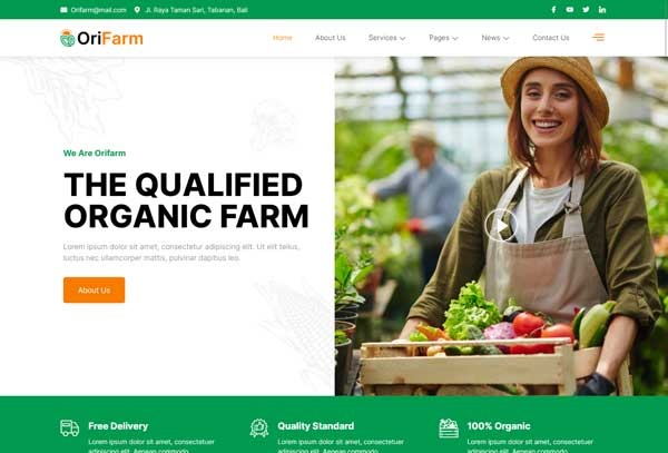 Orifarm – Organic Farm & Agriculture Elementor Template Kit