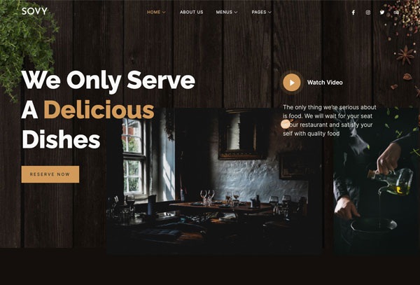 Sovy - Restaurant Elementor Template Kit