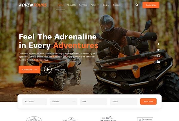 Adventours – Adventure Travel Agency & Tourism Elementor Template Kit