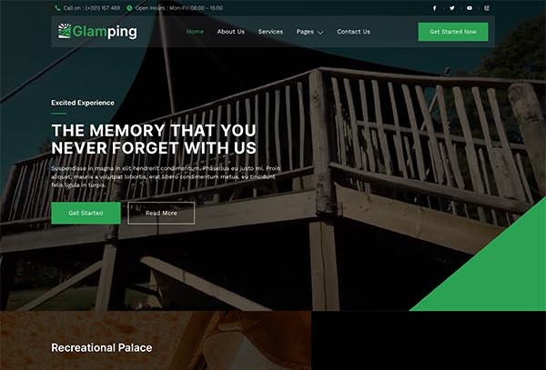 Glamping – Luxury Camping & Campground Elementor Template Kit