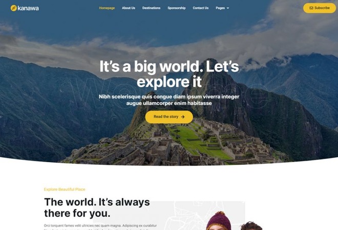 Kanawa - Template kit for Travel Blog
