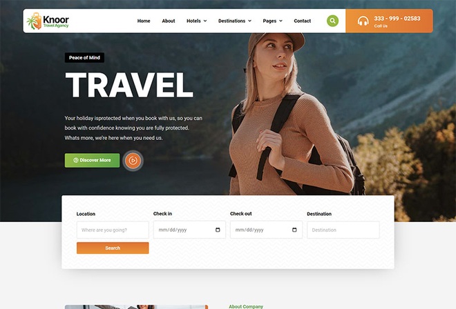 Knoor - Travel & Tours Booking Elementor Template Kit