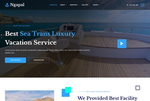 Ngapal - Sea Luxury Yatch Vacation Services Elementor Template Kit