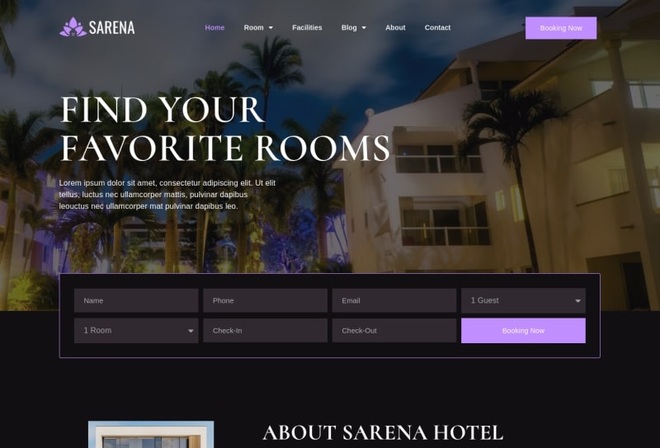 Sarena - Hotel & Resort Elementor Template Kit