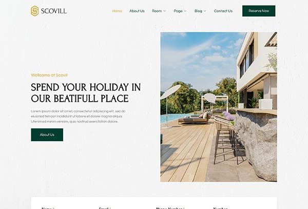 Scovill - Luxury Villa & Resort Elementor Template Kit