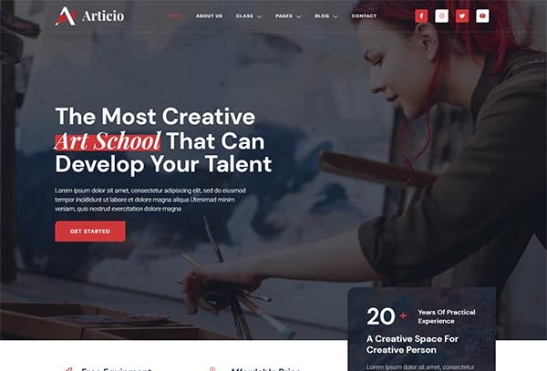 Articio – Art & Drawing School Elementor Template Kit
