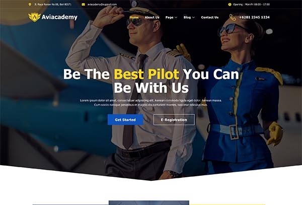 Aviacademy – Aviation & Flight School Elementor Template Kit