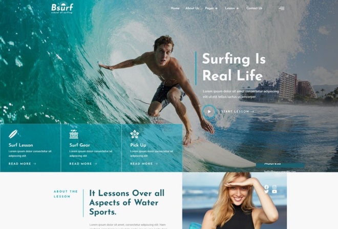 Bsurf - School of Surfing Elementor Template Kit