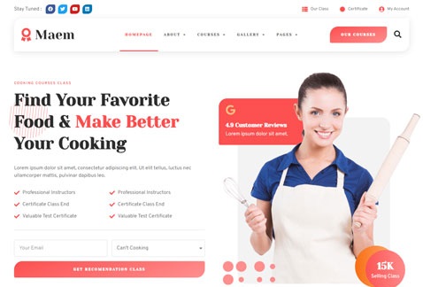 Maem - Cooking Courses Elementor Template Kit