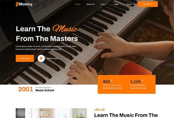 Musicy – Music School Elementor Template Kit