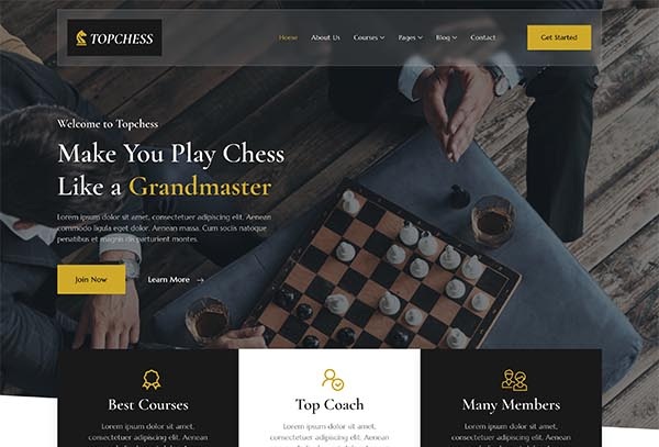 Topchess – Chess Club Courses & Training Elementor Template Kit