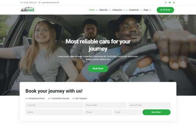 Autorent - Template kit for rent car service