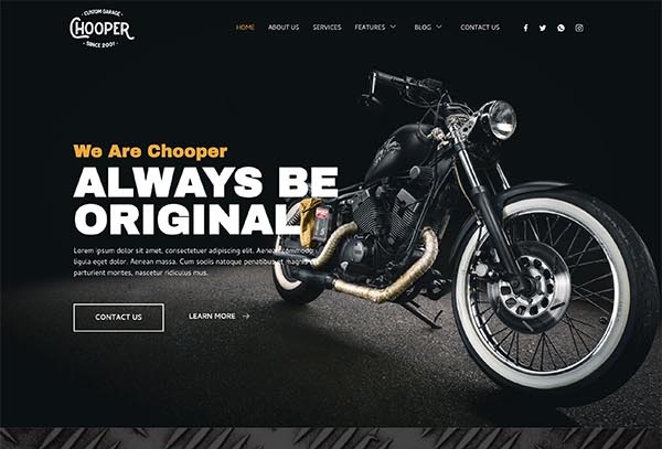 Chooper – Custom Motorcycle Garage Elementor Template Kit