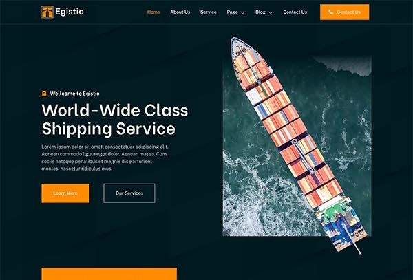 Egistic - Sea Freight & Logistic Company Elementor Template Kit