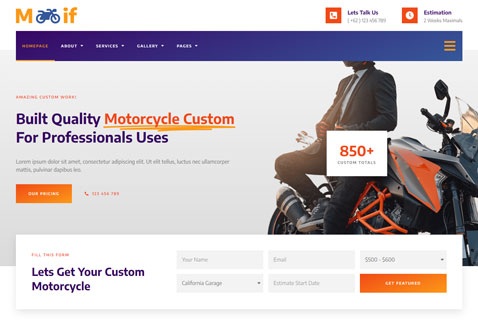 Modif - Motorcycle Custom And Modification Elementor Template Kit