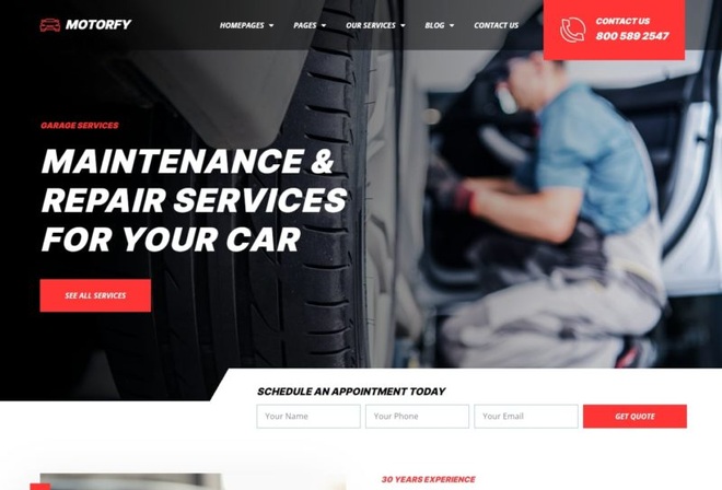 Motorfy - Car Services & Maintenance Elementor Template Kit