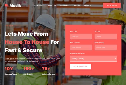 Mudik - Moving & Transportation Services Elementor Template Kit