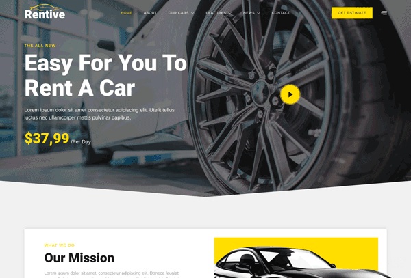 Rentive – Car Rental & Auto Dealer Elementor Template Kit