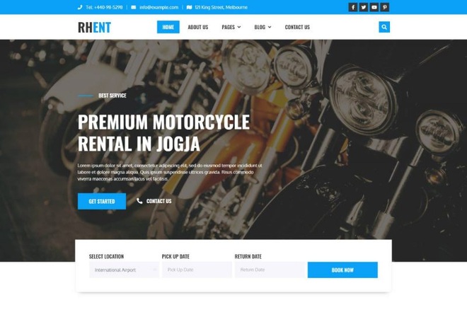 Rhent - Motorcycle Rental Services Elementor Template Kit