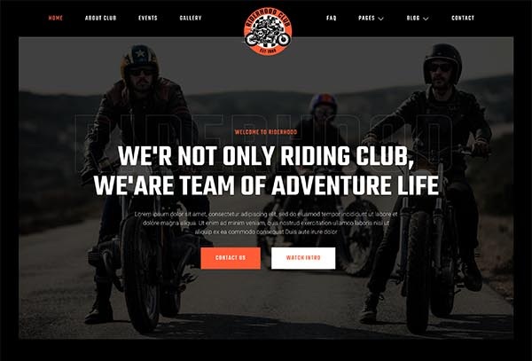 Riderhood – Motorcycle Club Elementor Template Kit