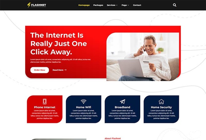 Flashnet - Broadband & Telecom Internet Provider Elementor Template kit
