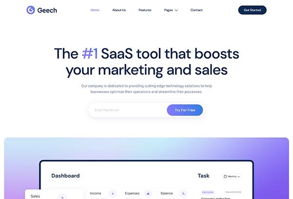 Geech - SaaS & Tech Startup Company Elementor Template Kit