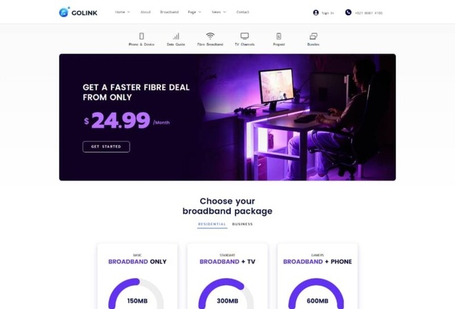 Golink - Broadband & Internet Service Provider Template Kit