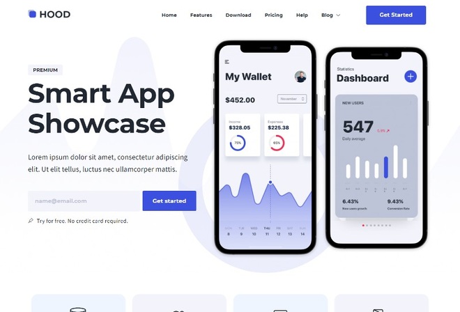 Hood - Mobile App Startup Elementor Template Kit