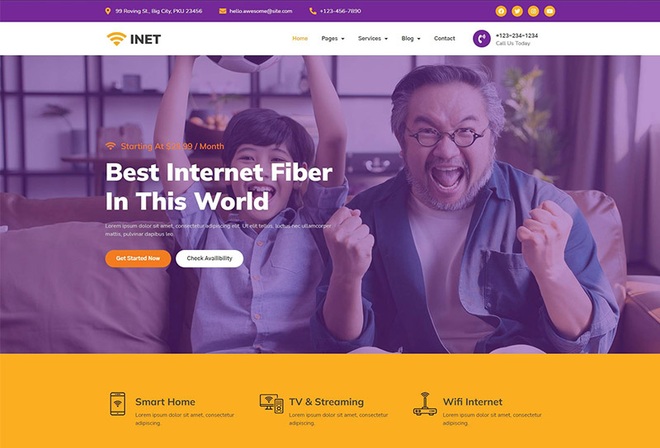 Inet - Broadband & Internet Service Provider Elementor Template Kit