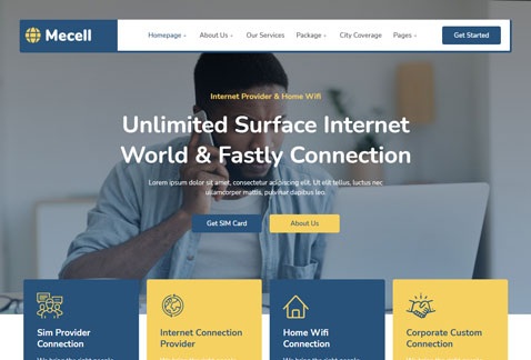 Mecell - Internet Connection & Home Wifi Business Services Elementor Template Kit