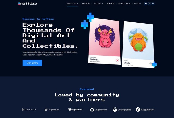 Neftize - Template kit for nft portfolio