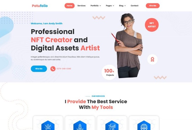 Potufolio - NFT Artist Portfolio Elementor Template Kit