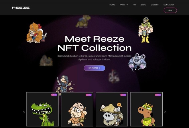 Reeze - NFT Portfolio Elementor Kit