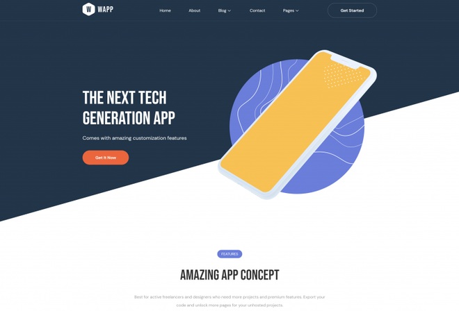 Wapp - Responsive App Promotion Landing Page Elementor Template