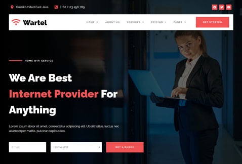 Wartel - Home Wifi & Internet Provider Services Elementor Template Kit