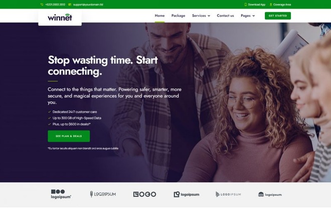 Winnet - Broadband & Internet Service Provider Elementor Template Kit