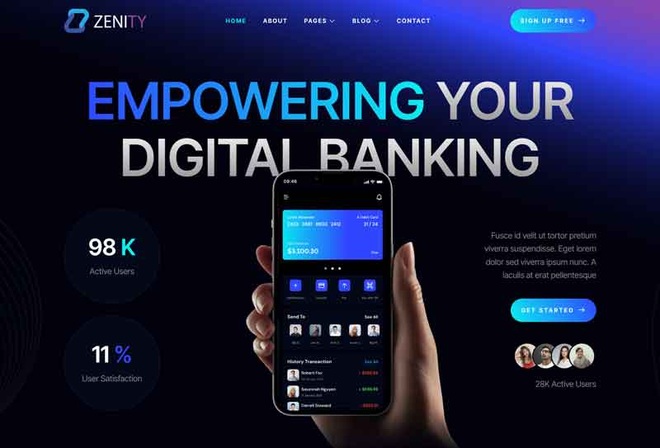 Zenity - Mobile Apps Landing Page Elementor Template Kit